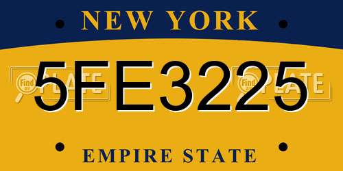 5FE3225 New York License Plate
