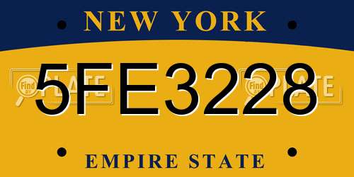5FE3228 New York License Plate