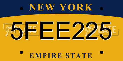 5FEE225 New York License Plate