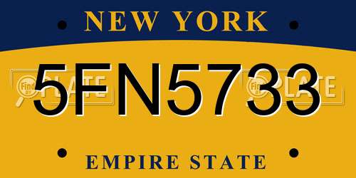 5FN5733 New York License Plate