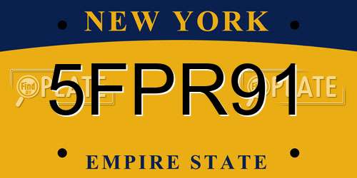 5FPR91 New York License Plate