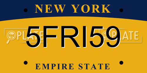 5FRI59 New York License Plate