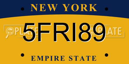 5FRI89 New York License Plate