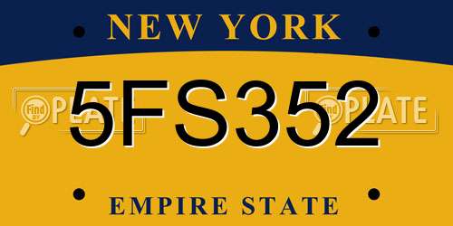 5FS352 New York License Plate