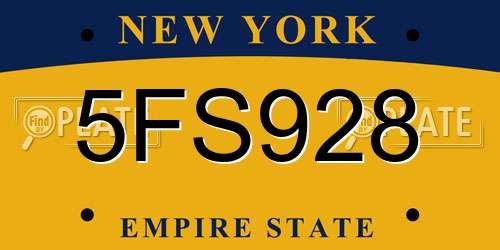5FS928 New York License Plate