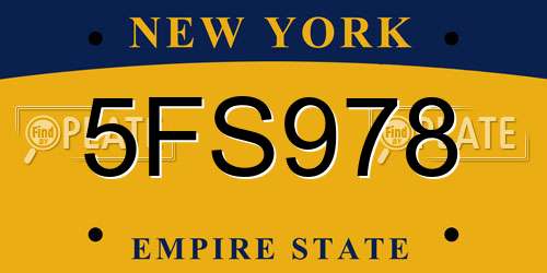5FS978 New York License Plate