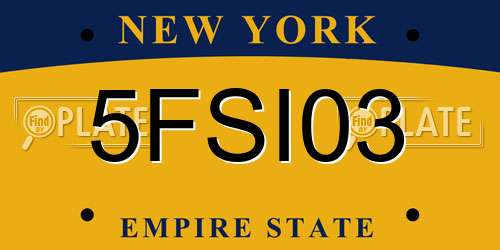 5FSI03 New York License Plate