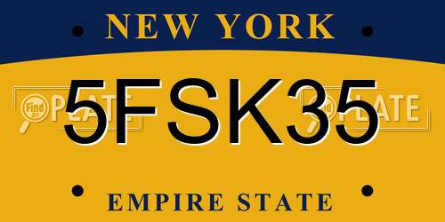 5FSK35 New York License Plate