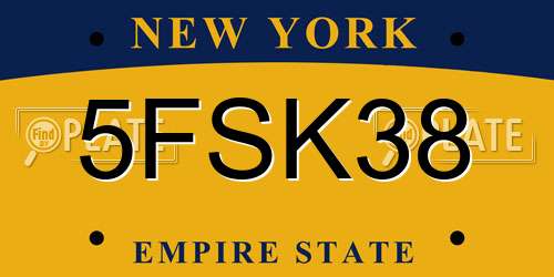 5FSK38 New York License Plate