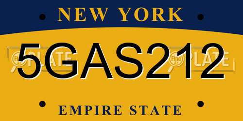 5GAS212 New York License Plate