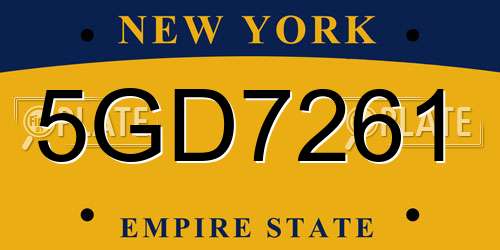 5GD7261 New York License Plate