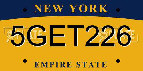 5GET226 New York License Plate