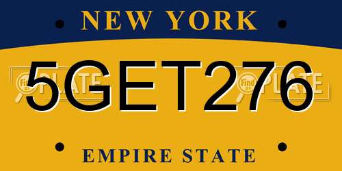 5GET276 New York License Plate