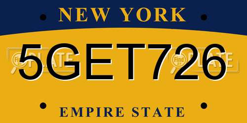 5GET726 New York License Plate