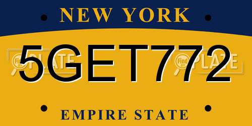 5GET772 New York License Plate
