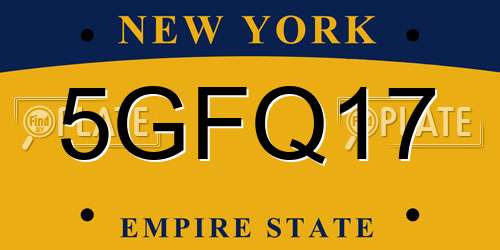 5GFQ17 New York License Plate