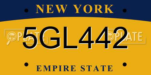 5GL442 New York License Plate