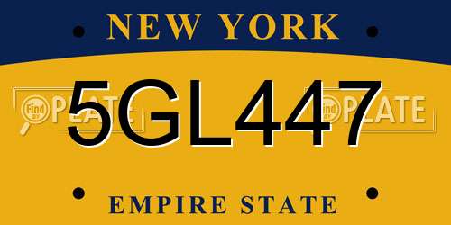 5GL447 New York License Plate