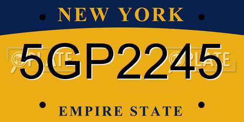 5GP2245 New York License Plate