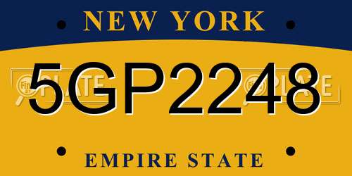 5GP2248 New York License Plate