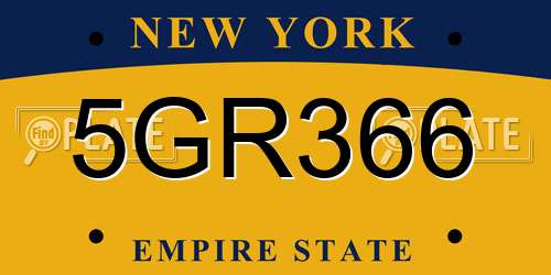 5GR366 New York License Plate