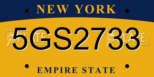 5GS2733 New York License Plate