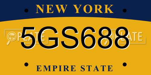 5GS688 New York License Plate