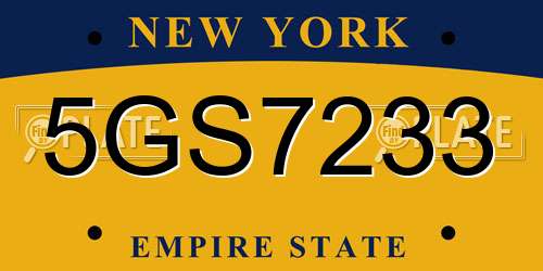 5GS7233 New York License Plate