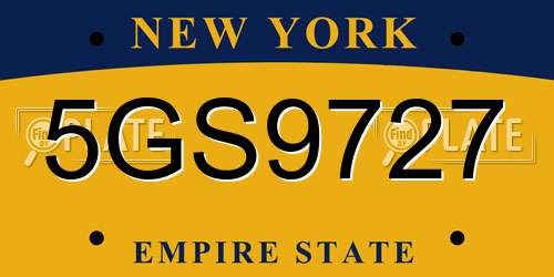 5GS9727 New York License Plate