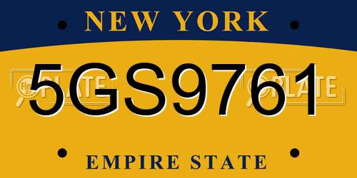 5GS9761 New York License Plate