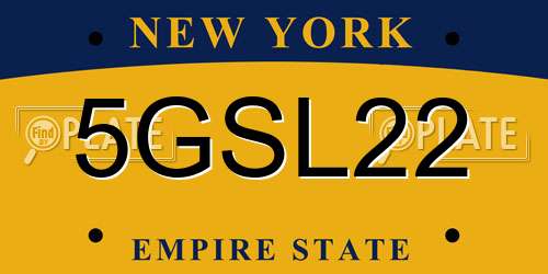 5GSL22 New York License Plate