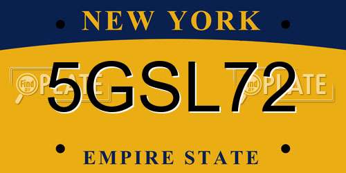 5GSL72 New York License Plate