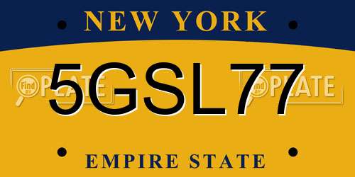 5GSL77 New York License Plate