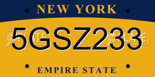 5GSZ233 New York License Plate