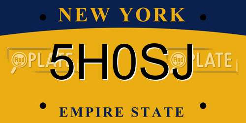 5H0SJ New York License Plate