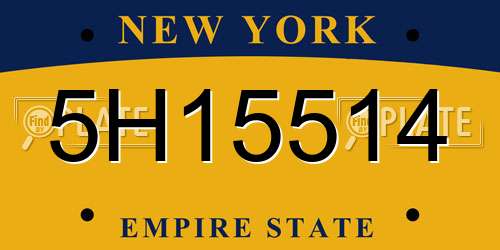 5H15514 New York License Plate