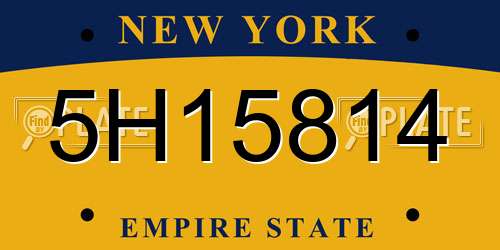 5H15814 New York License Plate