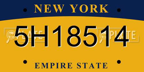 5H18514 New York License Plate
