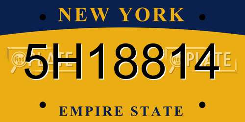 5H18814 New York License Plate