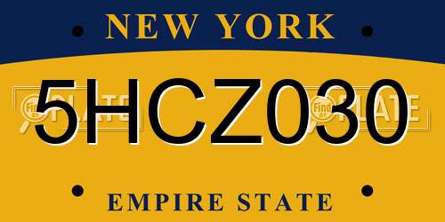 5HCZ030 New York License Plate