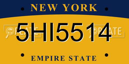 5HI5514 New York License Plate