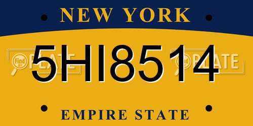 5HI8514 New York License Plate