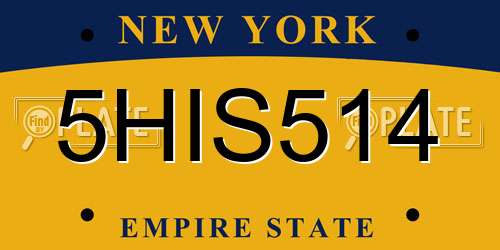 5HIS514 New York License Plate