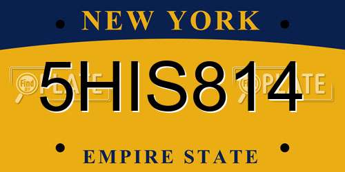 5HIS814 New York License Plate