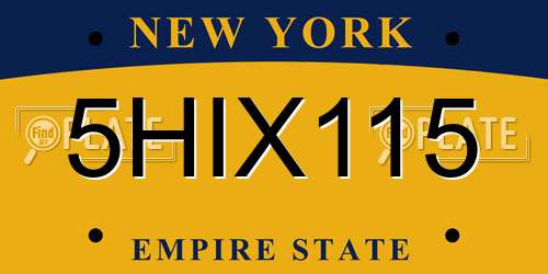 5HIX115 New York License Plate