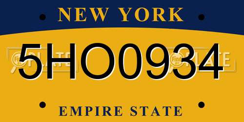 5HO0934 New York License Plate