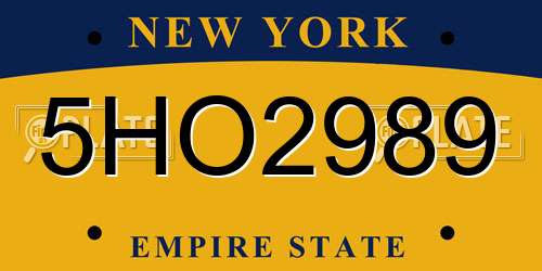 5HO2989 New York License Plate