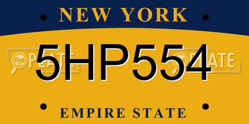 5HP554 New York License Plate