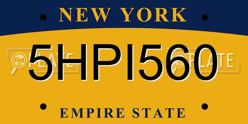 5HPI560 New York License Plate