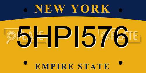 5HPI576 New York License Plate